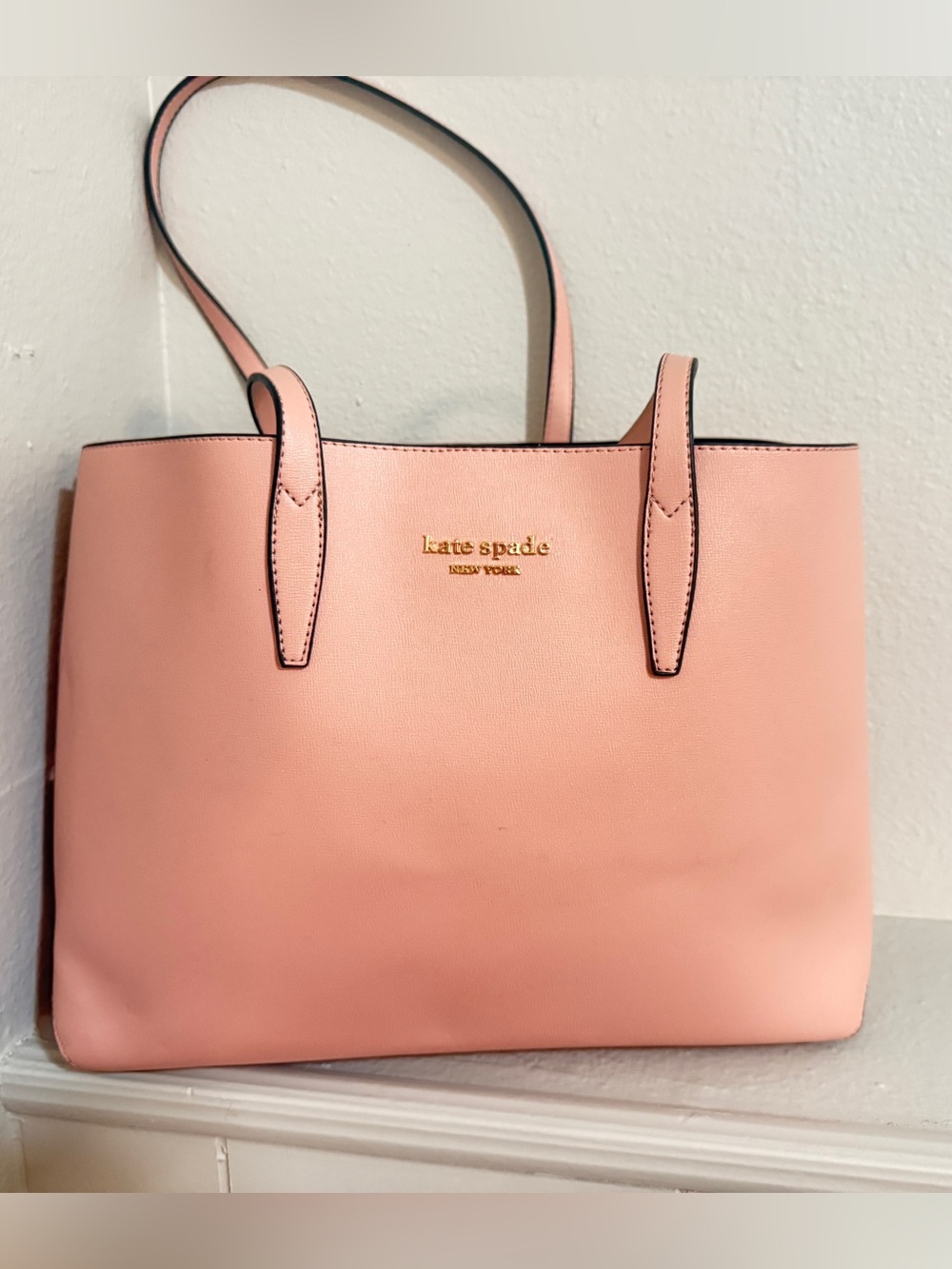 kate spade Pink Leather Tote with Gold Logo